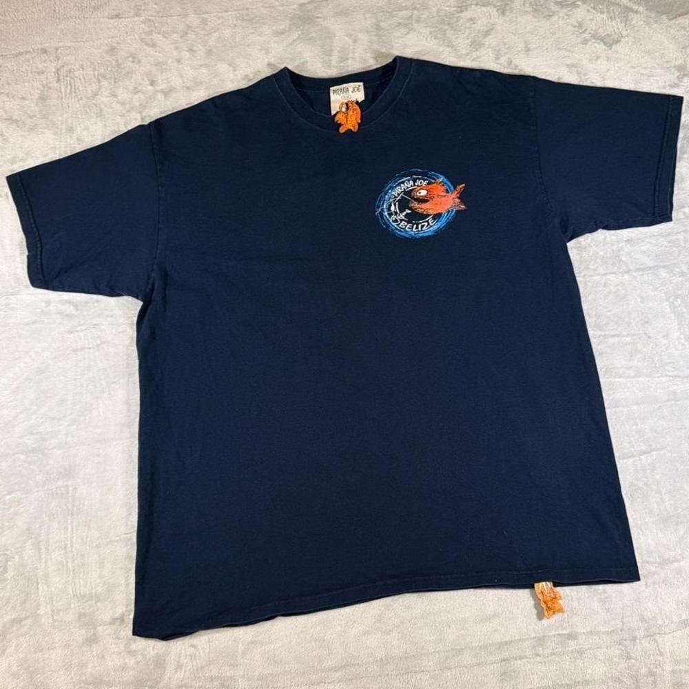 Rare 90s Vintage Pirana Joe Graphic T-Shirt | Navy | XL